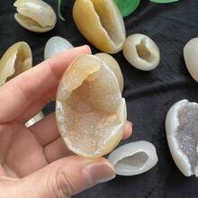 Agate Crystal Cave Egg High-Quality Ornament/Crystal Raw Stone Polished Home Desktop Decoration/Treasure Pot Crystal Random - Multicolor - View 13