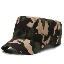 1pc Men's Camouflage Flat Top Baseball Cap, Outdoor Adjustable Sun Protection Casual Hat, Suitable For Spring/Autumn Travel, Beach, Party - Multicolor - View 10