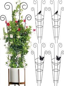 Portable Plant Stem Support Rack, Stackable Iron Space-Saving Climbing Frame, Lightweight Flower Stand For Indoor Plants, Suitable For Women, Windowsill, Room, Bedroom, Home Garden Decoration, Flower Pot Accessories, Indoor Flower Pot - One Size - View 2