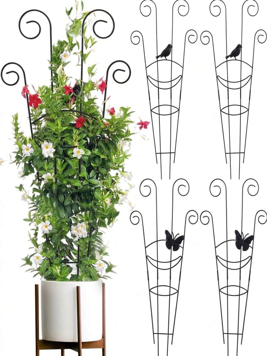 Portable Plant Stem Support Rack, Stackable Iron Space-Saving Climbing Frame, Lightweight Flower Stand For Indoor Plants, Suitable For Women, Windowsill, Room, Bedroom, Home Garden Decoration, Flower Pot Accessories, Indoor Flower Pot