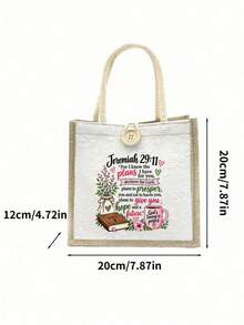 Tas Tangan Motif Ayat Alkitab, Tas Kanvas Motif Ayat Alkitab, Tas Kosmetik, Tas Penyimpanan, Tas Belanja, Tas Penyimpanan Multifungsi, Tas Belanja untuk Wanita Saleh, Kelompok Studi Alkitab, Pembaptisan, Natal, dan Ulang Tahun - MultiWarna - View 10