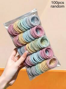 300/100入基礎髮圈套組，高彈性設計，多次拉伸不易變形，適合女孩、女性、男性，日常必備 - 彩色 - 查看 10
