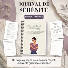 Spiral Notebooks For Daily Mindfulness In French With 30 Undated Pages For Gratitude, Self-Reflection, Meditation Tracking, Positive Affirmations, Morning And Evening Routines, A5 Beige And Purple Illustrated Cover - A5 - View 1