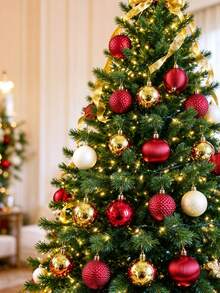 Lyxigt julgranskulsgåvoset, 18 st krossäkra hängande julkulor i plast, diamantskuret och vågmönstrat ribbmönster, pyramidformad PVC-presentförpackning, återanvändbara juldekorationer för julgran, krans, veranda och vinterdekor i hemmet - Julgranskulset för dekoration - Visa 10
