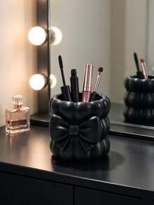Creative 3D Printed Wave Bow Storage Tube, 3D Bubble Design With Delicate Texture, Sturdy And Durable, Can Store Makeup Tools And Pens, Multiple Colors Available, Suitable For Vanity And Desk, Cute Niche Gift Item - Multicolor - View 13