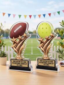 1 buah Plakat Penghargaan Olahraga dengan Teks Kustom, Trofi Akrilik Sepak Bola, Bola Basket, Bisbol, dan Sepak Bola Amerika yang Dipersonalisasi, Hadiah Pemenang Kustom untuk Sekolah, Liga, Tim, Hadiah Pengakuan Pemain - MultiWarna - View 3