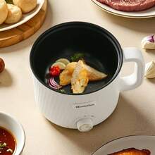 SMEGGEMS Multifunctional Mini Electric Cooker With Steamer, 1.8L Non-Stick Electric Hot Pot, Dual-Level Heat Control Ramen Pot, Suitable For Dorms, Offices And Single Households - White Double Layer - View 2