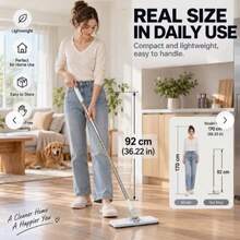 6-Piece Automatic Hands-Free Mopping System, With 5 Replacement Cloths (For Standard Size), Sturdy ABS Frame, One-Button Cloth Change, Space-Saving Design, Suitable For Wall/Ceiling Mopping And Commercial Use, Perfect For Large Area Floors/Kitchen - 1 Mop + 5 Random Mop Heads - View 6