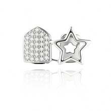 Hot-Selling 2pcs Hollow Five-Point Star Full Rhinestone Grillz, Hip Hop Rap Gold Teeth Accessory - Multicolor - View 8