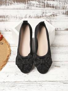 2026 Spring/Summer New Mesh Breathable Women's Bow Flat Shoes Beach Elegant Fashion Vacation Neutral - Black - View 6