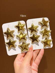 10pcs Gold Star Hair Clips Sweet Style Hair Accessories Suitable For Daily Wear - Multicolor - View 3