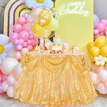 1pc Sequin Tablecloth, Round/Square Shiny Tablecloth, For Wedding, Birthday Party, Gift, Gold Glitter Tablecloth, Nordic Style Hotel Wedding Banquet Decoration, Christmas Dinner Shiny Tablecloth - A-Gold - View 11