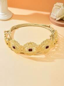 Moroccan Bridal Waist Belt With Petal-Shaped Hollow Rope Design, Stretchable Kaftan Dress Wedding Waistband - One Size - View 3