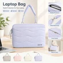 Quilted Laptop Bag With Padded Shoulder Strap Zipper Briefcase Sleeve For Women - View 1