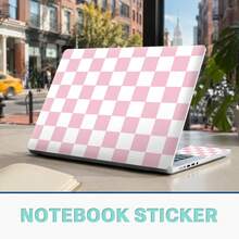 Minimalist Light-Colored Plaid Laptop Skin Kit, Premium Vinyl Film Covers Laptop Top Cover And Palm Rest, Scratch-Resistant And Waterproof, Easy To Remove Without Residue, Compatible With Most 15.5" And Smaller Laptops - View 4