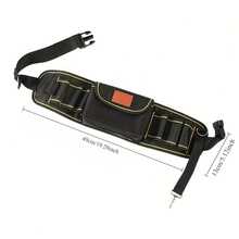 1pc Belt-Style Tool Bag, Multi-Pocket Tool Storage Waist Pouch, Wear-Resistant And Tear-Resistant Fabric, Multi-Layer Compartment For Organizing Various Hand Tools And Hardware Accessories, Adjustable Waist Belt Fits Different Waist Sizes, Suitable For Home Installation, Construction Site Maintenance Personnel, Carry Tools On Your Person, Free Up Your Hands, Convenient For On-Site Construction And Accessory Retrieval - JH-802-black - View 1