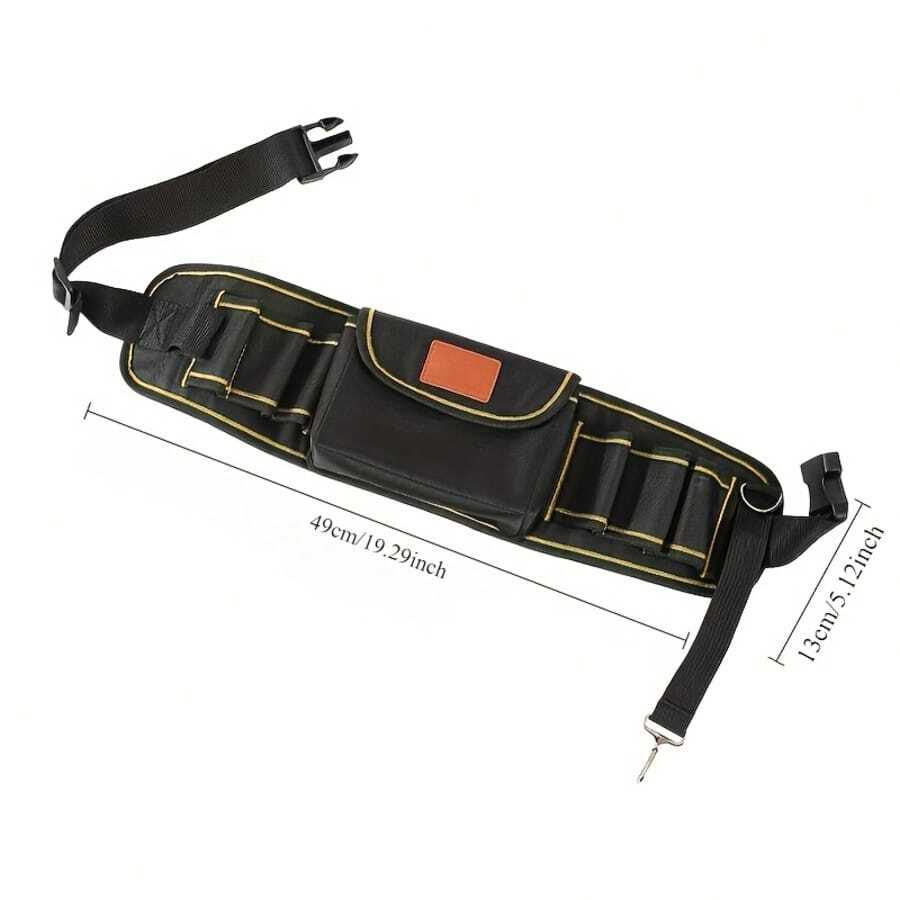 1pc Belt-Style Tool Bag, Multi-Pocket Tool Storage Waist Pouch, Wear-Resistant And Tear-Resistant Fabric, Multi-Layer Compartment For Organizing Various Hand Tools And Hardware Accessories, Adjustable Waist Belt Fits Different Waist Sizes, Suitable For Home Installation, Construction Site Maintenance Personnel, Carry Tools On Your Person, Free Up Your Hands, Convenient For On-Site Construction And Accessory Retrieval - JH-802-black - View 1