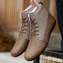 Men's New Autumn/Winter Outdoor High-Top Boots, Lightweight Comfortable Work Boots, Fashion Versatile Workwear Boots For Men - Khaki - View 3