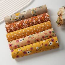 5pcs 23.5*30cm Yellow Handmade Patchwork Fabric, DIY Fabric Set, Floral Series Sewing Fabric Set - Yellow 23.5*30cm-1 - View 7