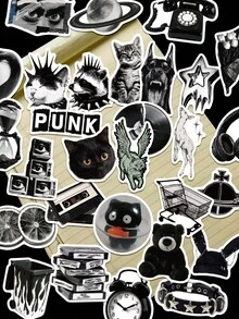 50pcs Grunge Stickers For Decoration Of Scrapbook, Diary, Planner, Luggage, Envelope, Greeting Card, Notebook, Tablet, Water Bottle - Grunge - View 2