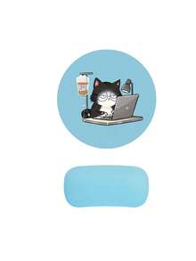 Cute Cat Pattern Mouse Pad With Wrist Rest, Round Office Gaming Desk Mat, Keyboard Wrist Rest, High-Definition Printing, EVA Material, Comfortable Wrist Support, Skin-Friendly Desk Pad, Desktop Protector, Work Gift, Suitable For Gaming And Office, Compatible With PC/Laptop/Wireless Mouse, Holiday Gift, Party Gift, Promotion Gift - Multicolor - View 15