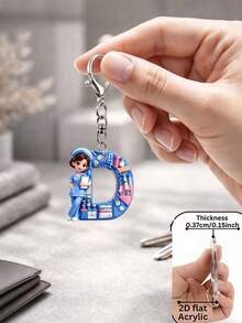 [2D Flat] Acrylic Keychain, Nurse Letter Keychain, Novelty Keychain, 26 Letters, Nurse, Blue Nurse Uniform, Keychain Accessory, Fashion Accessory - Multicolor - View 31