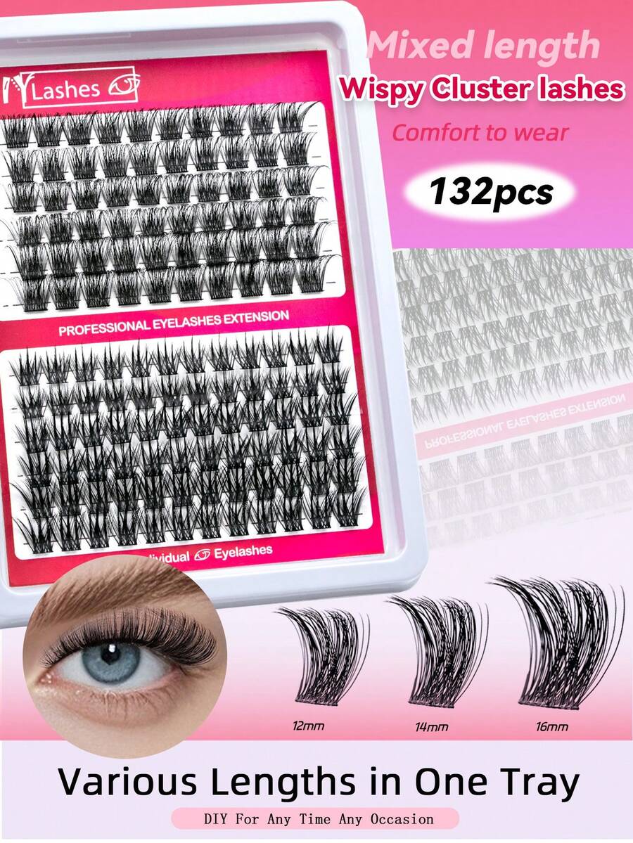 Colash 132pcs DIY Cluster False Eyelashes, Segmented False Eyelashes C ...