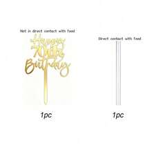 1pc/3pcs/6pcs Gold Acrylic "Happy 18/21/30/40/50/60/70" Birthday Cake Topper Set, Mirror Gold Cake Topper Suitable For 50th/60th Birthday Party Dessert Decorations - Multicolor - View 16