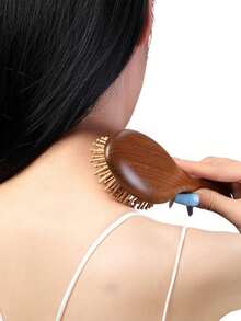 1pc Luxury Sandalwood Air Cushion Brush - Fine Teeth, Suitable For All Hair Types Scalp Massage Hair Brush - Multicolor - View 4