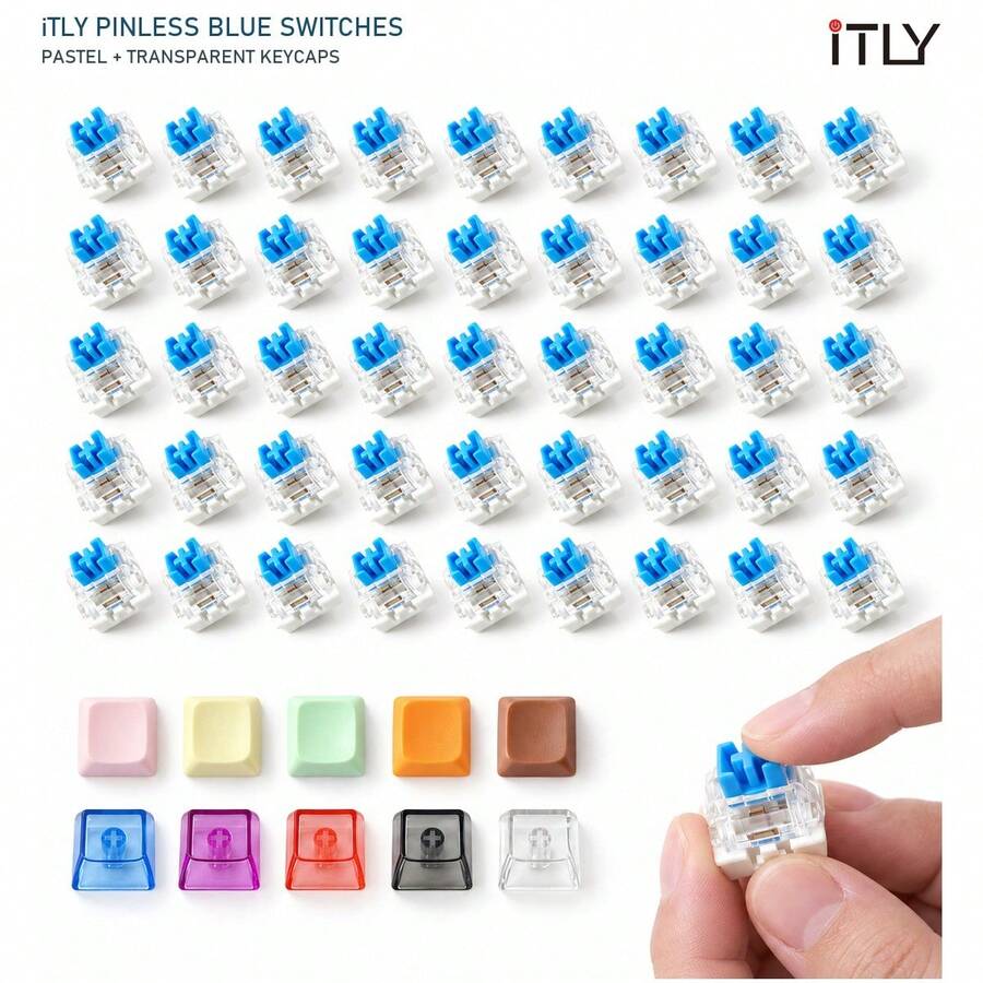 No Pin Clicky Switch 36 50 72 100 200Pcs With XDA Random Transparent And Macaron Color Keycaps 10 20Pcs For DIY Keychain Craft Fidget Stress Relief Decor Set - View 1