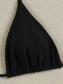 Satu Set Bikini Dua Potong Warna Hitam dengan Hiasan Bintang Laut Logam untuk Wanita, Set Pakaian Renang Elegan dan Kasual untuk Pesta Liburan Pantai Musim Panas - Hitam - View 5