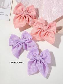 10/1pc Girls Multicolor Bow Hair Clips Waffle Pattern Fabric Swallowtail Alligator Hair Clips Hair Clips For Back Of Head Daily Use - Multicolor - View 7