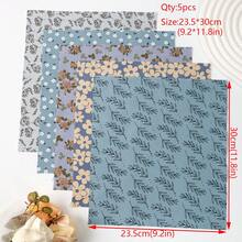 5 lembar kain motif bunga biru ukuran 23,5*30cm, set kain patchwork buatan tangan DIY, paket kain jahit. - MB23530-BL-1 - View 4