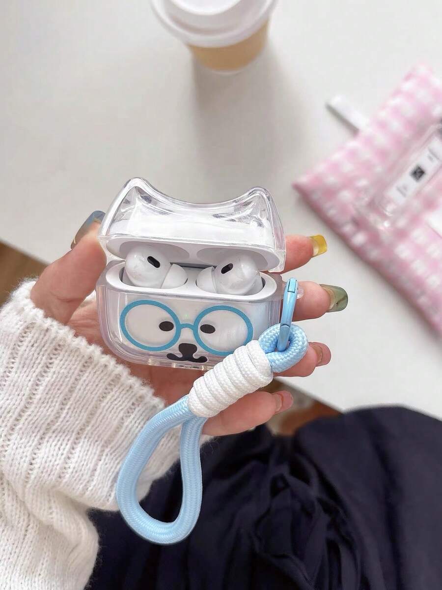 Blue Glasses Expression Pro 3 Protective Case Compatible With Apple Bluetooth Earphones 2nd Gen Cat Ears 3rd Gen Silicone Transparent Pro 2 Cute Funny 4th Gen Shockproof New Soft Shell - Blue - View 1