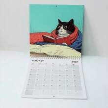 2027 Cat Wall Calendar, Cats And Books Together, Fun Cat Calendar, Gift For Book Lovers, Unique Home Decor, Cute Cat Art, Literary Atmosphere - Multiple Styles - View 4
