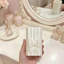 1pc Wavy Square Bowknot Decor Cosmetic Storage Box, Makeup Brush Organizer For Vanity, Compact Square Desktop Storage Box, Bedside Table Small Item Organizer - View 4