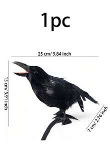 1pc Realistic Crow Decor With Black Feathers And Shoulder Strap, Suitable For Gothic Cosplay, Halloween And Christmas Celebrations (No Battery Required) - View 15