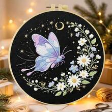 Embroidery Kit 15x15cm/5.9in Or 20x20cm/7.9in DIY Set, With Charming Butterfly Pattern. Suitable For Adult Beginners. Includes Fabric, Instructions, Embroidery Hoop, Needle And Thread. Great Gift For Friends/Family. Home Or Office Art Decor. - Enchanting Butterflies - View 23
