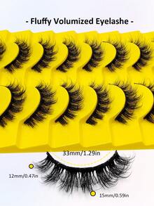 Sibeuna 10 Pairs Fluffy Faux Mink Eyelashes, Thick Curly 3D Natural Styles, Daily Wear Reusable Cat Eye Lashes, Fit For Various Occasions Beginner , Party - Black - View 5