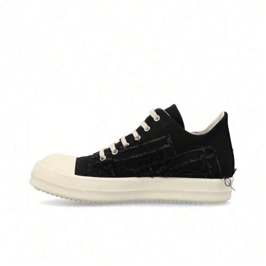 New Bread Sneakers 2026 – Thick Sole, Rounded Toe, Dark Laces: The Black Low-Top For Him & Her, Comfortable, Street-Style, Paired In Seconds. - Black Distressed Canvas - View 1