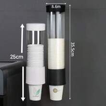 2/1 buah Dispenser Gelas Sekali Pakai Otomatis, Tidak Perlu Pengeboran, Dipasang di Dinding, Meja, Rak Gelas Kertas Anti Debu, Dispenser Air, Dispenser Air Rumah Tangga, Rak Penyimpanan Gelas Air Anti Debu Kapasitas Besar. - A - View 16