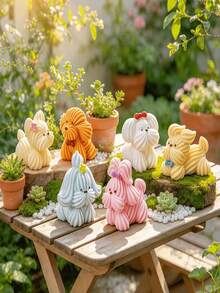 5pcs Resin Miniature Dog Figurines, 6 Styles Total. Mini Dog Micro Landscape Decor Accessories, Exquisite Animal Sculptures, Suitable For Home, Office, Kitchen Desktop Display, And Party Scene Decoration - Multiple Styles - View 3