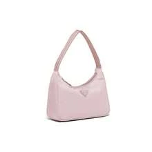 PRADA Re-Edition Women's Solid Color Triangle Logo Canvas Shoulder Bag, Pink - Pink - View 3