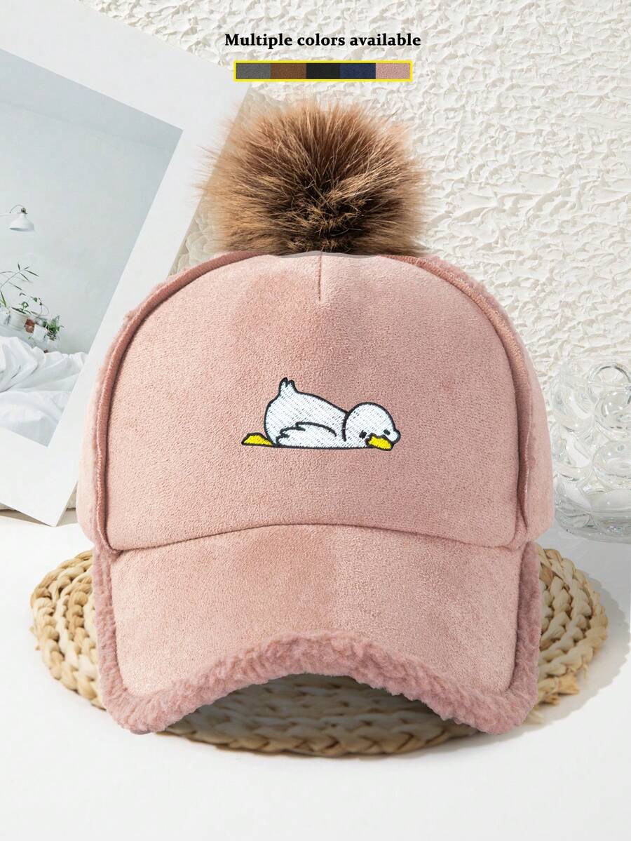 1pc Women's Thick Baseball Cap Embroidered Goose Duck Cartoon Ball Fashion Vacation Cool Autumn/Winter Casual - A - View 1