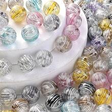 20pcs Acrylic Spiral Beads, 16mm Transparent Round Craft Beads With Silver Stripe, For DIY Jewelry Making, Bracelets, Necklaces & Keychains - Acrylic Beads - View 7