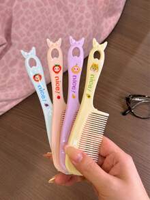 6PCS Portable 6-Piece Hair Brush Set, Includes Multiple Comb Styles With Wide Teeth, Fine Teeth And Pointed Tail Comb, Lightweight Plastic Material With Cute Cartoon Print Decoration, Multi-Color Options, Suitable For Daily Grooming, Sectioning Styling And Travel Carrying, Transparent Packaging Easy To Store, Practical Set To Meet Different Daily Combing Needs, Halloween, Christmas Gifts - Multicolor - View 2