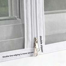 Zipper Window Mosquito Screen, Gray Mesh With White Edge, Custom Fit Casement Window Fly Screen, Easy Install Insect Protection Net - Grey Mesh With White Trim and Center Zipper - View 2