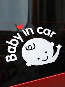 1 Pieza De Adhesivo Para Coche Reflectante De Dibujos Animados De Bebé A Bordo - Rojo - Ver 1