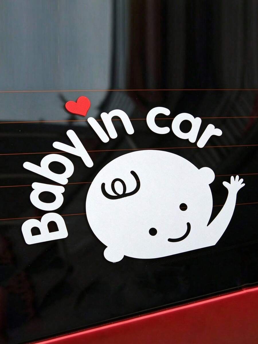 1 Pieza De Adhesivo Para Coche Reflectante De Dibujos Animados De Bebé A Bordo - Rojo - Ver 1