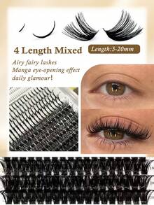 MENGJIESHANGPIN 304pcs Lower Lashes + Pointed False Eyelashes Segmented Curly European American Cat-Eye Cartoon Messy Long-Lasting 5-20mm FY001 - View 5